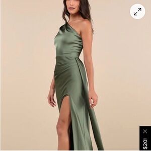 Lulu's Luxe Olive One-Shoulder Dress
